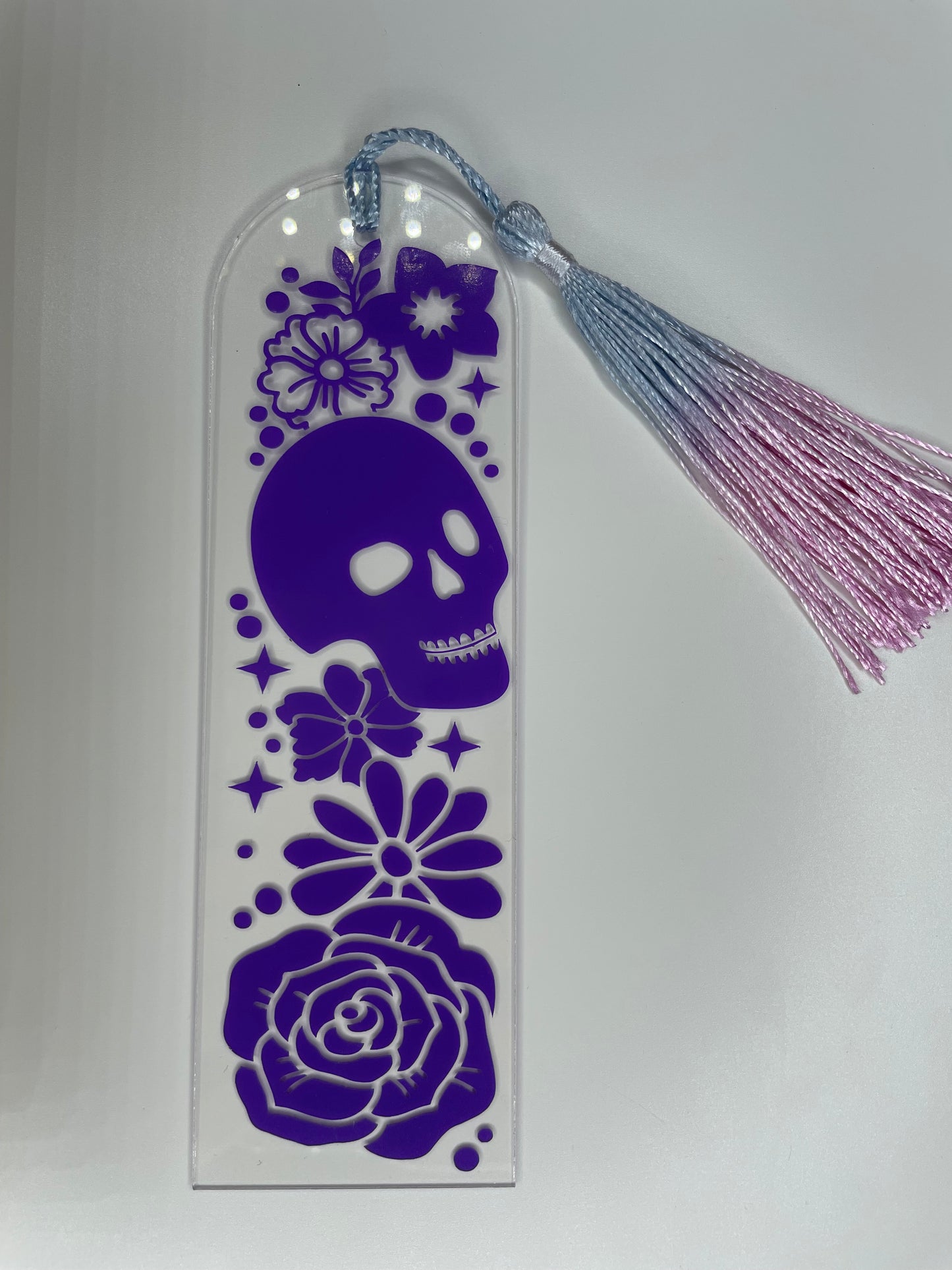 Cute flowery skull bookmark