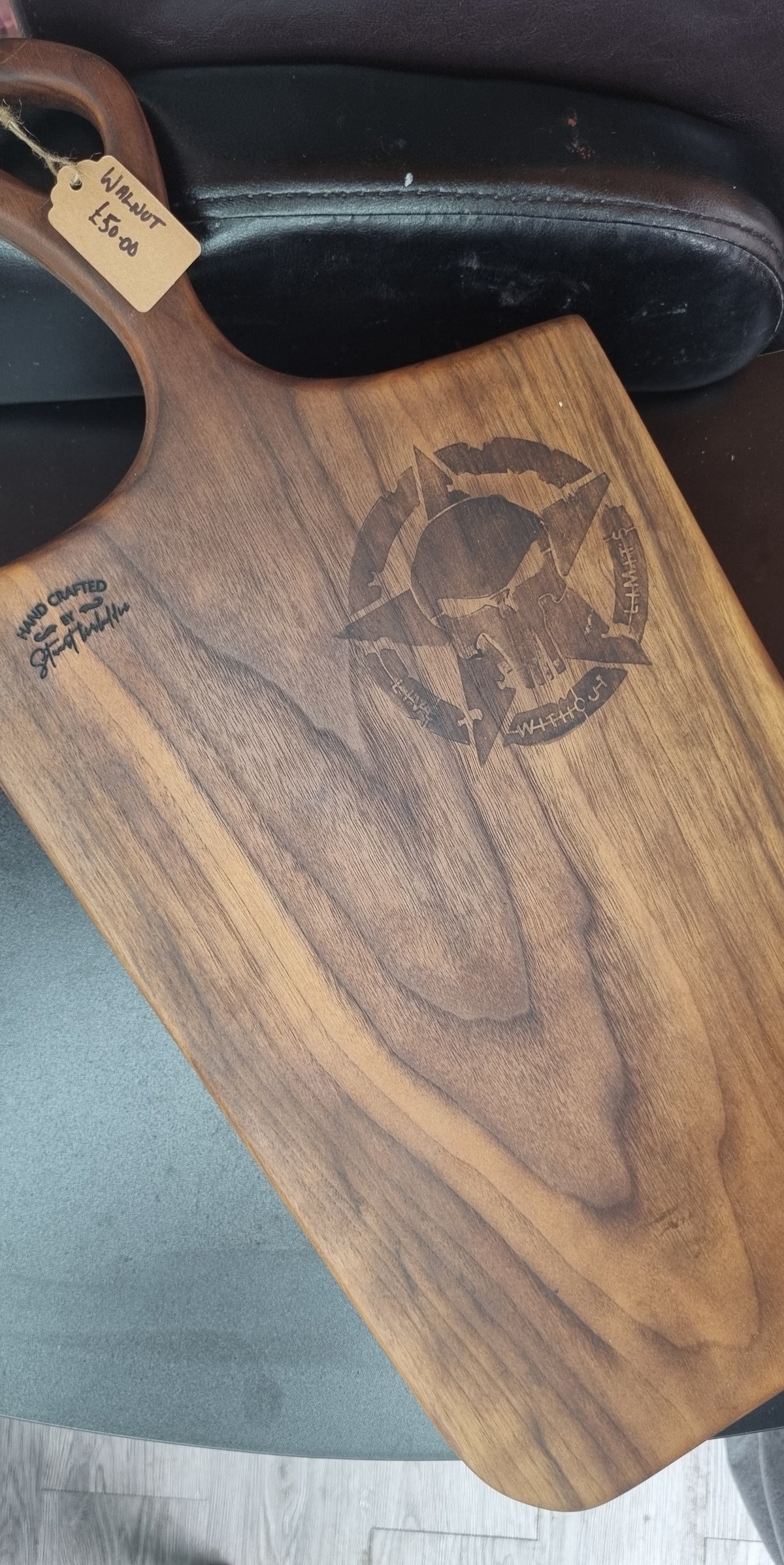 💀 Engraved Skull Walnut Serving Board