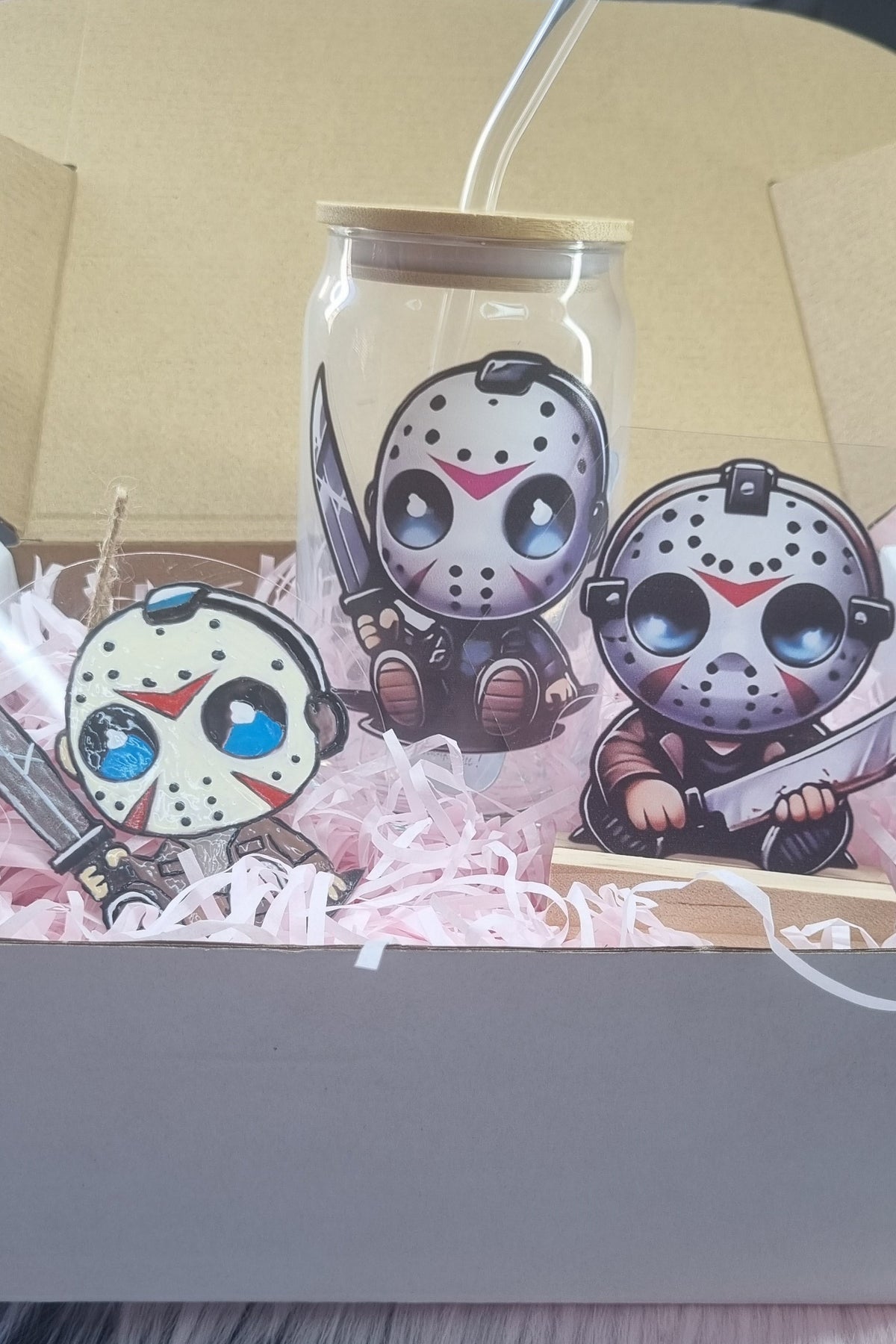 Horror Mask Inspired Glass Tumbler Gift Set