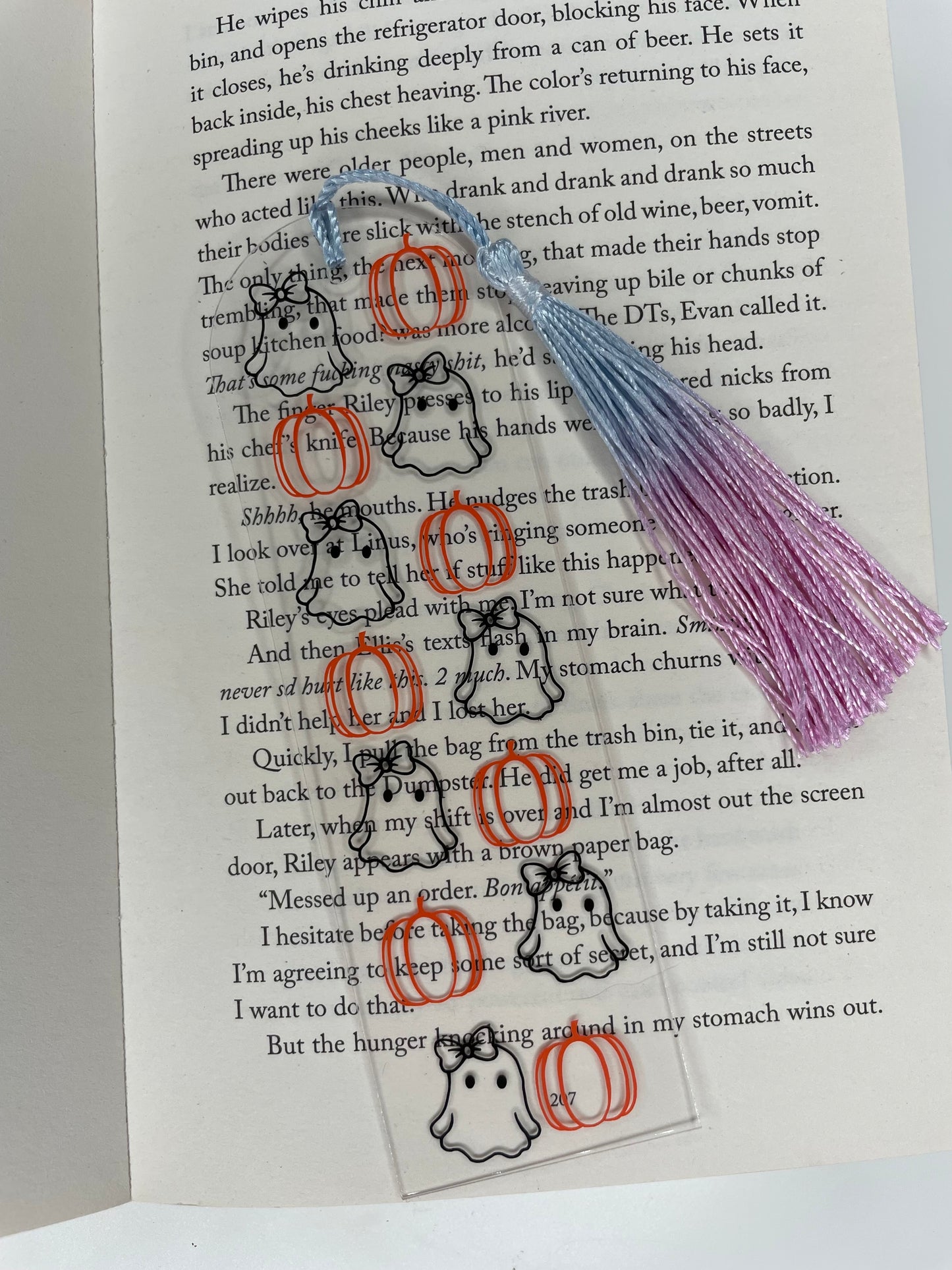 Halloween ghost and pumpkin bookmark