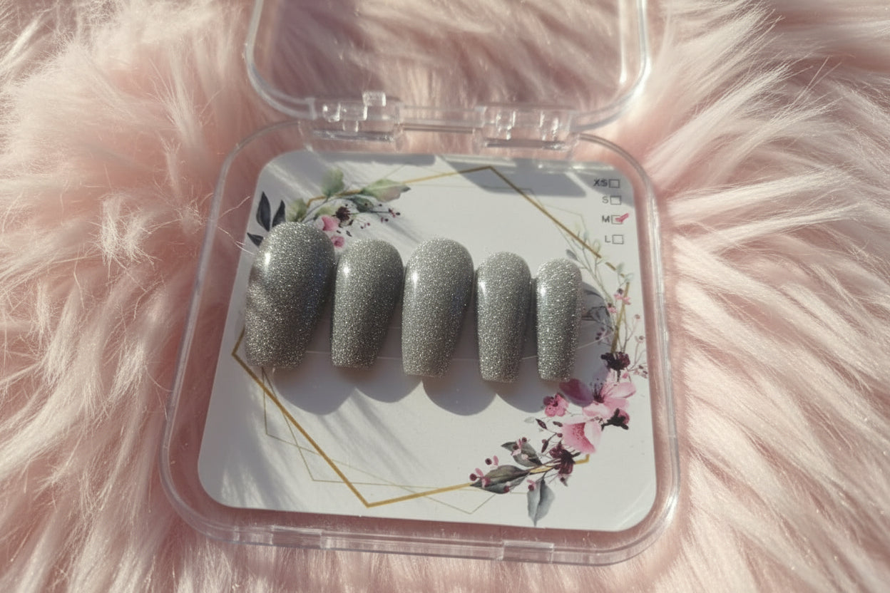 Coffin with silver reflective polish