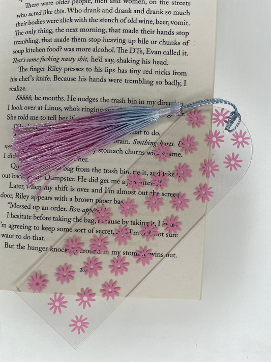 Cute pink flower bookmark