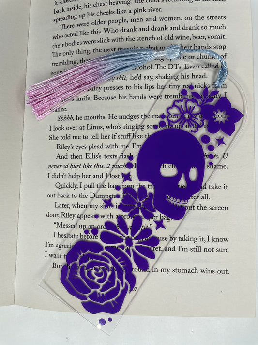 Cute flowery skull bookmark