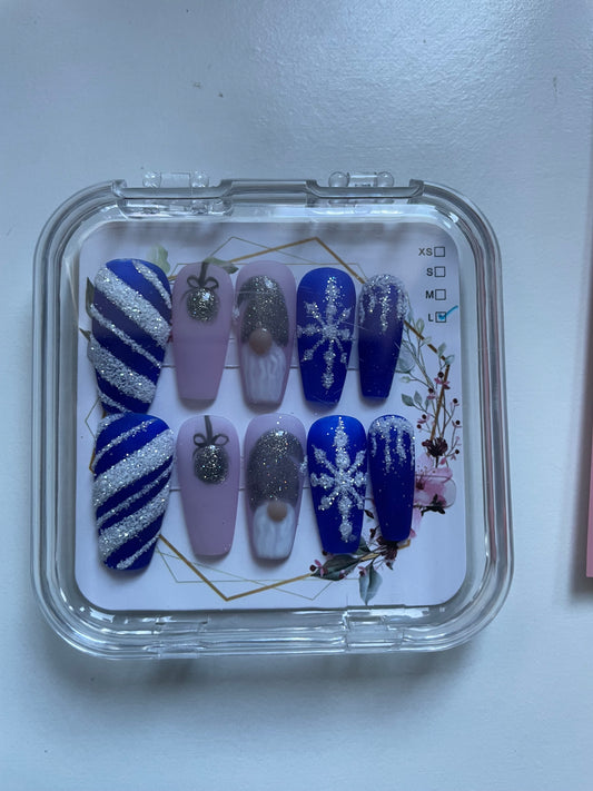 Winter blue and nude press on set