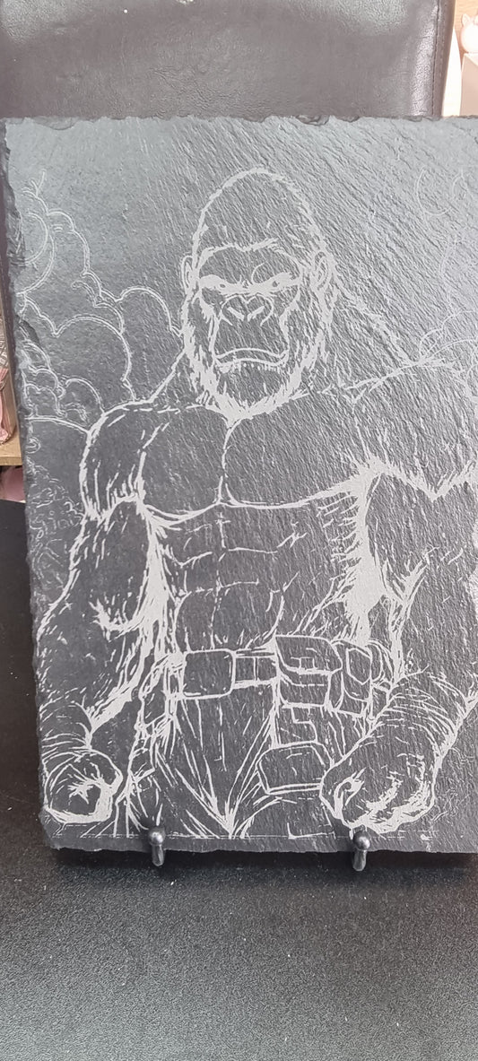 Giant Gorilla Engraved Slate Plaque