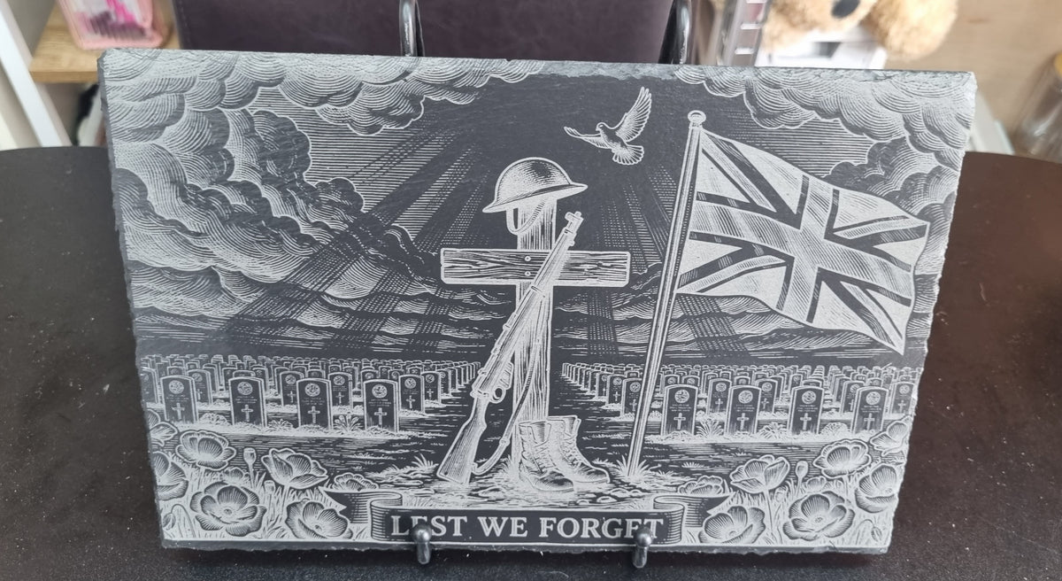 Lest We Forget Remembrance Engraved Slate Plaque