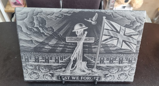 Lest We Forget Remembrance Engraved Slate Plaque