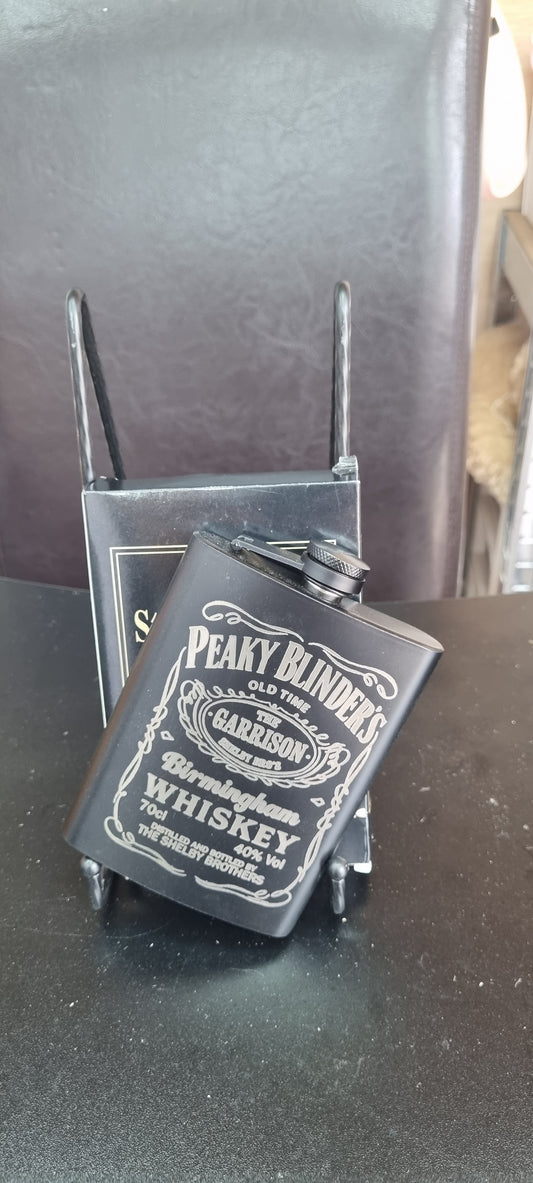 🥃 Peaky Blinders Style Engraved Hip Flask