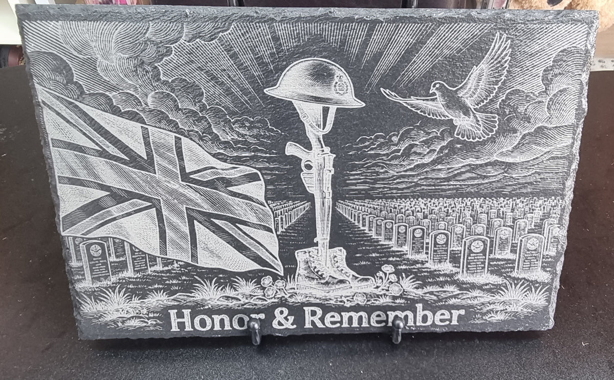 Honor & Remember Military Remembrance Engraved Slate Plaque