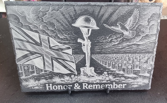 Honor & Remember Military Remembrance Engraved Slate Plaque