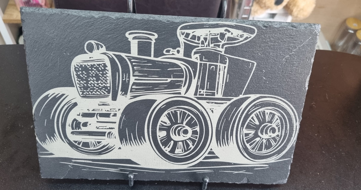 🚂 Vintage Steam Train Engraved Slate
