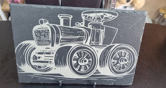 🚂 Vintage Steam Train Engraved Slate