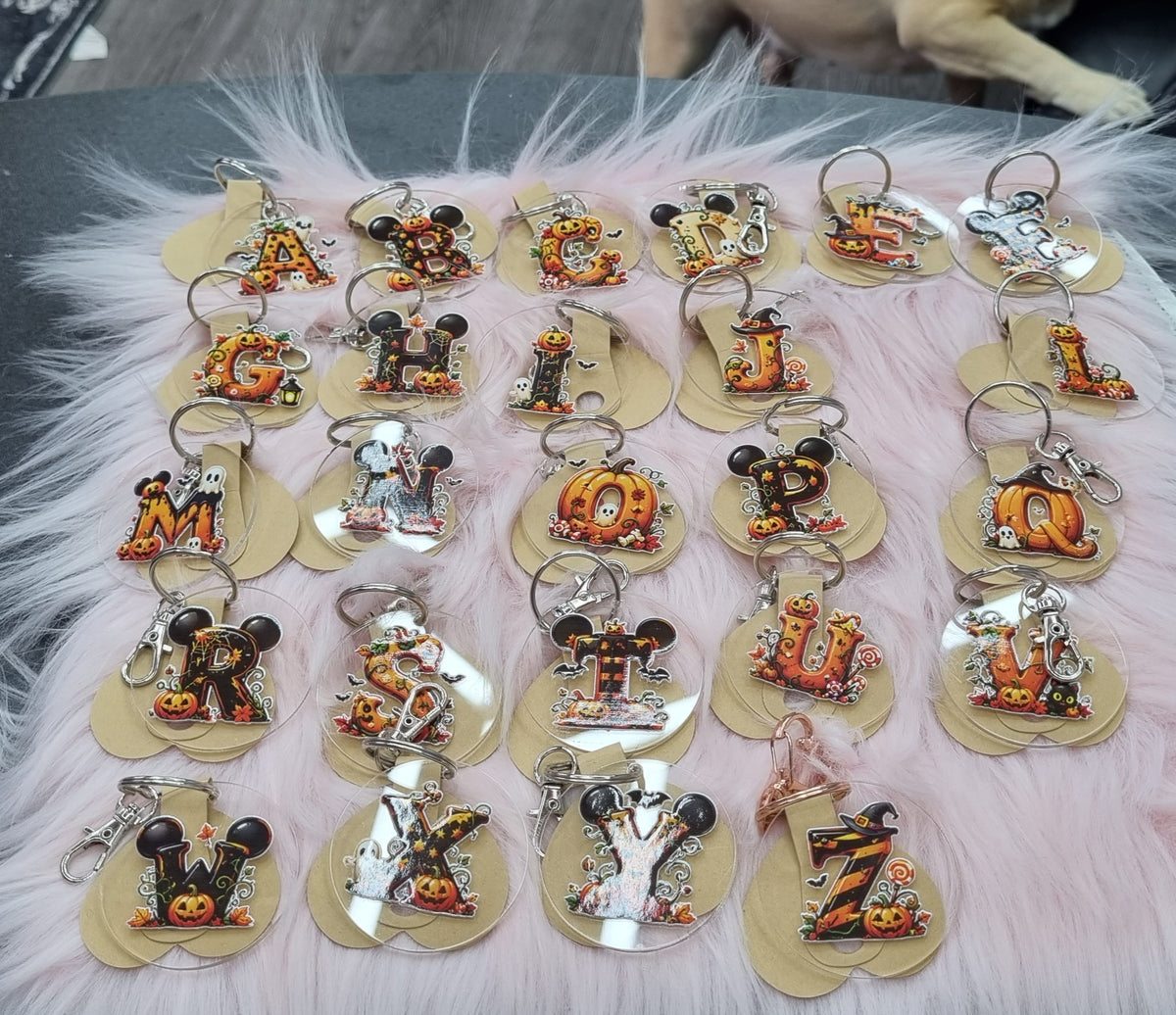 Halloween Initial Keyrings – £2.50 each / 3 for £6.50