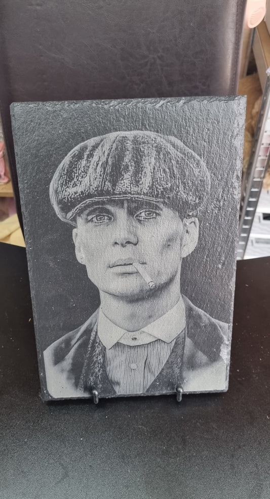Vintage Gangster Portrait Engraved Slate